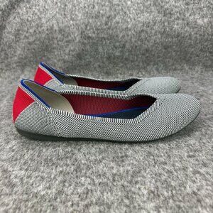 ✅Womens 9.5 Rothy's The Flat Shale Cherry Ribbon Stripe Ballet Flats Retired